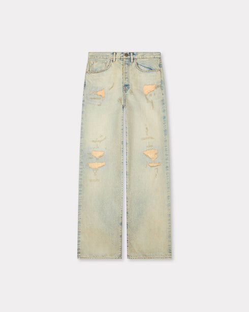 KENZO Turn up wide fit jeans in Japanese denim Men's Apparel