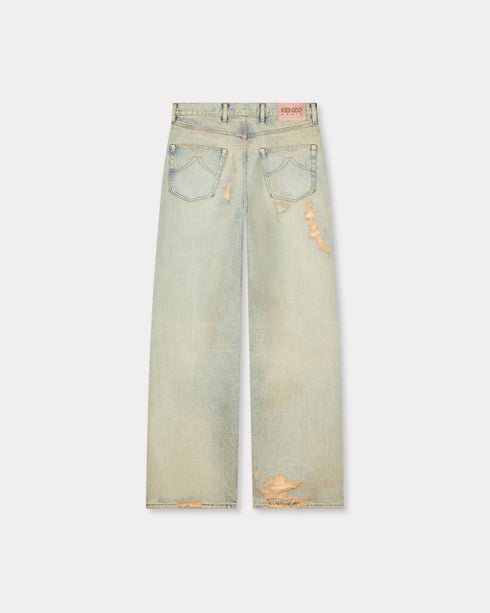 KENZO Turn up wide fit jeans in Japanese denim Men's Apparel