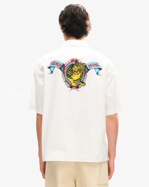 KENZO 'KENZO Jumping Tiger' haiwaiian short sleeve shirt in cotton poplin Men's Apparel