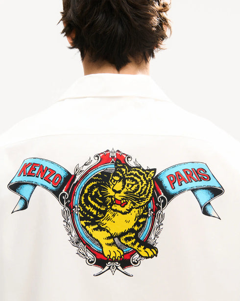 KENZO 'KENZO Jumping Tiger' haiwaiian short sleeve shirt in cotton poplin Men's Apparel