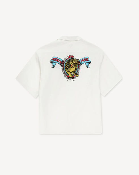 KENZO 'KENZO Jumping Tiger' haiwaiian short sleeve shirt in cotton poplin Men's Apparel