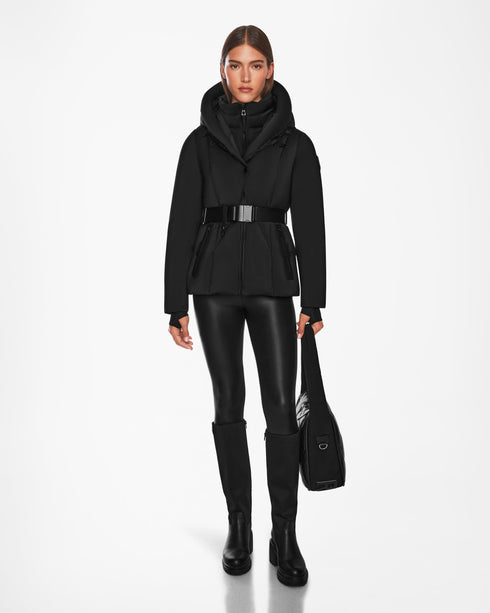 RUDSAK Belted Short Down Puffer Jacket Womens Apparel