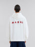 MARNI White organic cotton hoodie with wrinkled Marni logo Mens Apparel