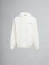 MARNI White organic cotton hoodie with wrinkled Marni logo Mens Apparel