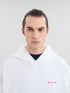 MARNI White organic cotton hoodie with wrinkled Marni logo Mens Apparel
