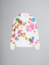 MARNI White cotton hoodie with flower prints Mens Apparel