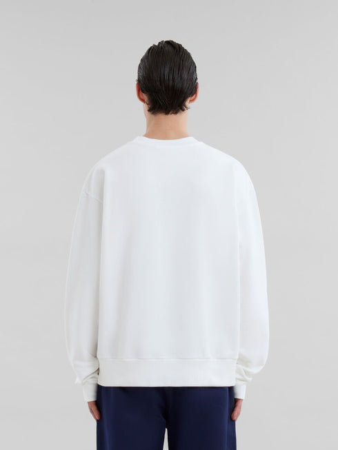 MARNI White organic cotton sweatshirt with wrinkled Marni logo Mens Apparel
