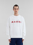 MARNI White organic cotton sweatshirt with wrinkled Marni logo Mens Apparel