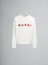 MARNI White organic cotton sweatshirt with wrinkled Marni logo Mens Apparel