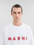 MARNI White organic cotton sweatshirt with wrinkled Marni logo Mens Apparel