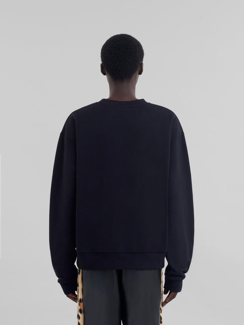 MARNI Black organic cotton sweatshirt with Marni logo Mens Apparel