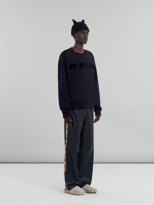 MARNI Black organic cotton sweatshirt with Marni logo Mens Apparel