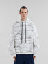 MARNI White organic cotton hoodie with Marni Scribble motif Mens Apparel