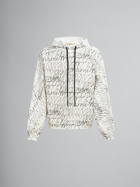 MARNI White organic cotton hoodie with Marni Scribble motif Mens Apparel