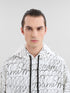 MARNI White organic cotton hoodie with Marni Scribble motif Mens Apparel
