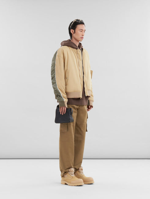MARNI Brown melange cotton hoodie with Marni patch Mens Apparel