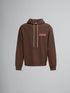 MARNI Brown melange cotton hoodie with Marni patch Mens Apparel
