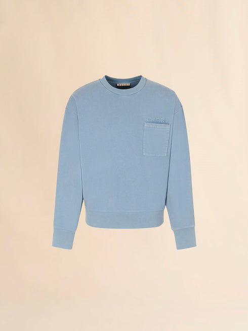 MARNI Blue cotton sweatshirt with Marni patches Men's Apparel
