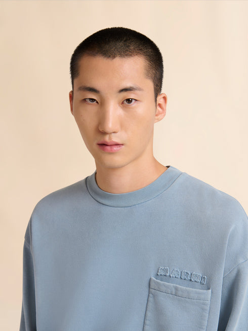 MARNI Blue cotton sweatshirt with Marni patches Men's Apparel