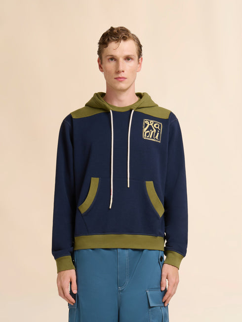 MARNI Deep blue cotton sweatshirt with contrast accents Men's Apparel