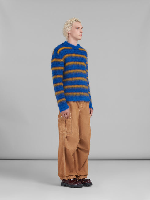 MARNI Blue Striped Mohair Jumper Mens Apparel