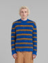 MARNI Blue Striped Mohair Jumper Mens Apparel