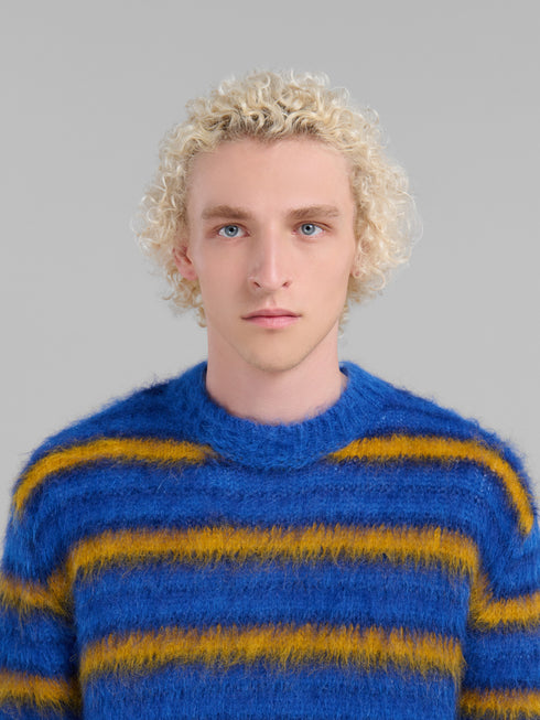 MARNI Blue Striped Mohair Jumper Mens Apparel