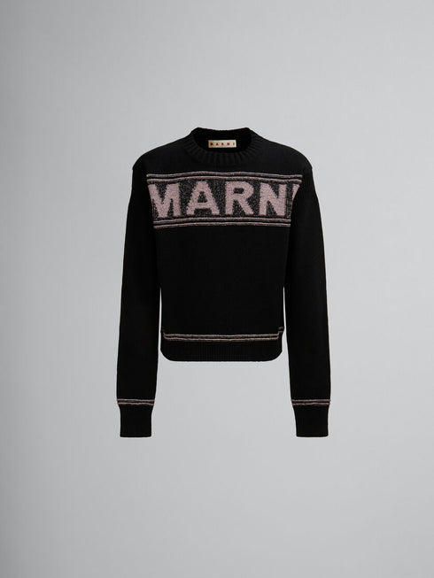 MARNI Black wool jumper with maxi Marni intarsia Mens Apparel