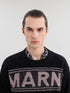 MARNI Black wool jumper with maxi Marni intarsia Mens Apparel