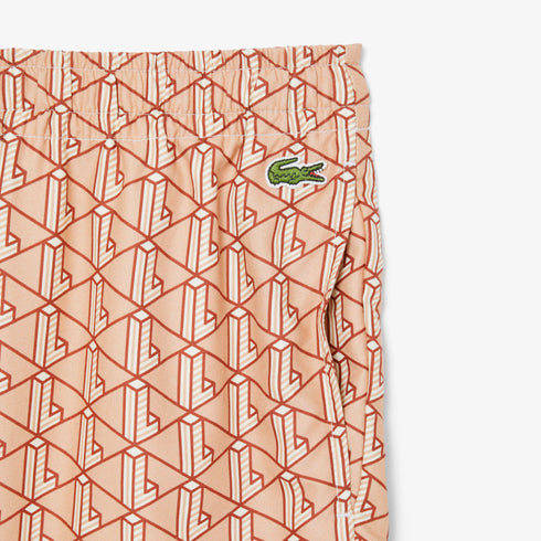 LACOSTE Lightweight Monogram Print Shorts Mens Apparel