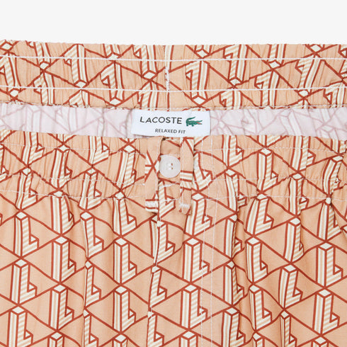 LACOSTE Lightweight Monogram Print Shorts Mens Apparel