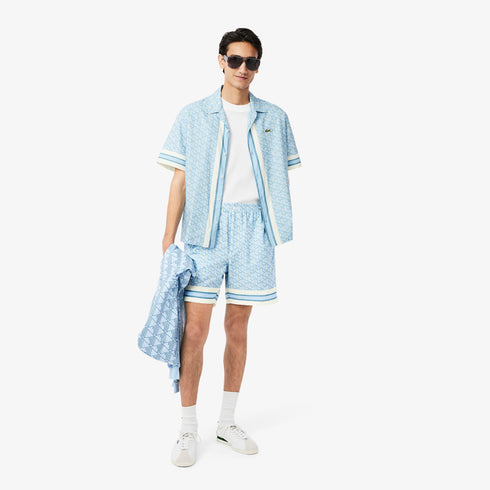 LACOSTE Lightweight Monogram Print Shorts Mens Apparel