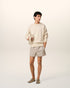 AMI PARIS Beige Cotton Ami Embroidered Crewneck Sweater Mens Apparel