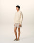 AMI PARIS Beige Cotton Ami Embroidered Crewneck Sweater Mens Apparel