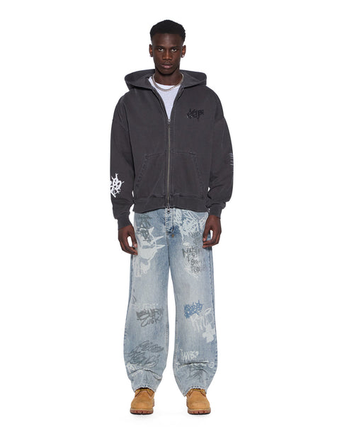KSUBI Graff Xs Zip Thru Hdie Fad Blk Men's Apparel