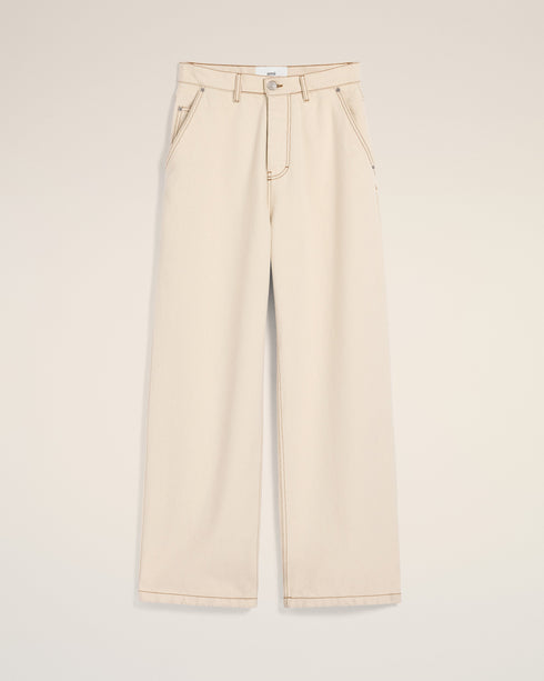 AMI PARIS Beige Cotton Wide Fit Jeans Mens Apparel