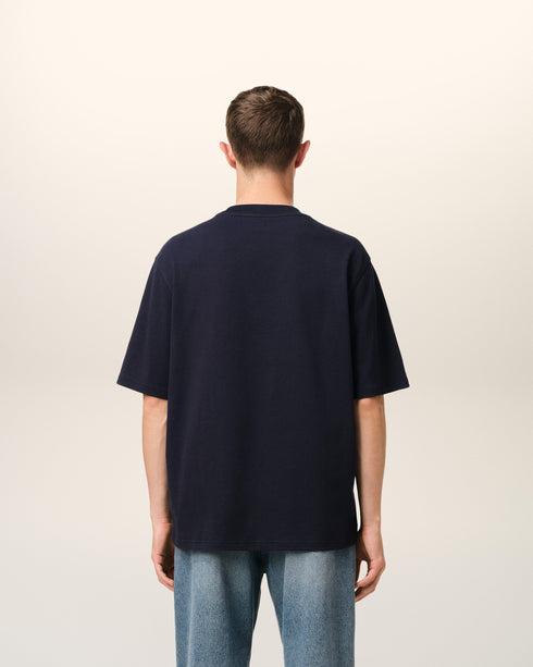 AMI PARIS Navy Cotton Ami de Coeur Patch T-Shirt Mens Apparel