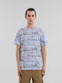 MARNI Blue organic cotton T-shirt with Marni Scribble motif Mens Apparel
