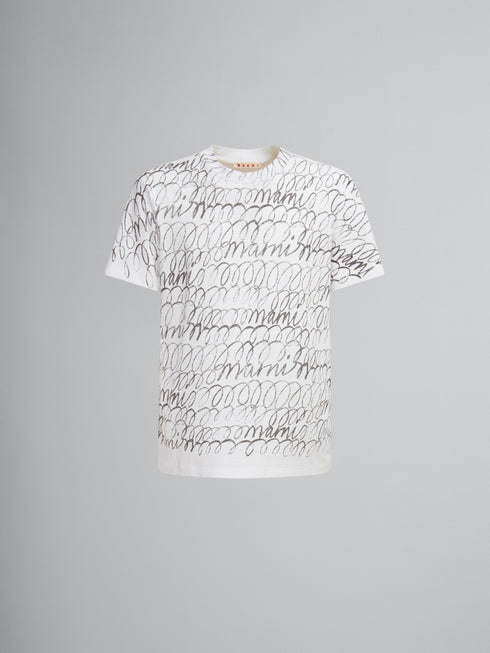 MARNI White organic cotton T-shirt with Marni Scribble motif Mens Apparel