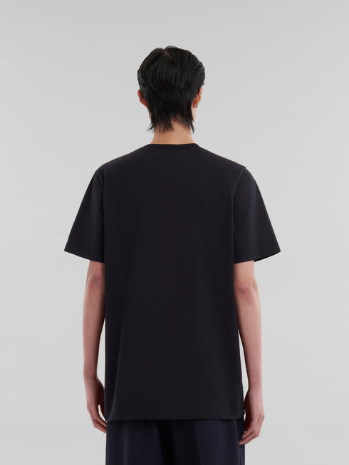 MARNI Black organic cotton T-shirt with Marni patch Mens Apparel