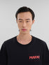 MARNI Black organic cotton T-shirt with Marni patch Mens Apparel
