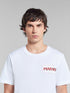MARNI White organic cotton T-shirt with Marni patch Mens Apparel