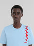 MARNI Light blue organic cotton T-shirt with Marni Mending logo Mens Apparel