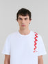 MARNI White organic cotton T-shirt with Marni Mending logo Mens Apparel