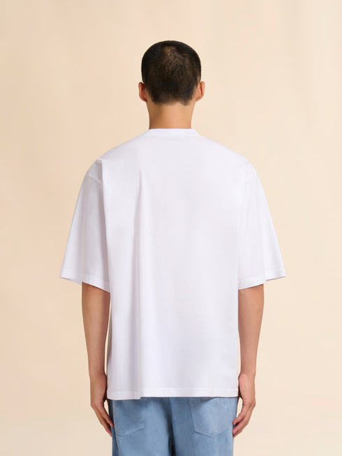 MARNI White cotton T-shirt with Marni Beach postcard print Men's Apparel