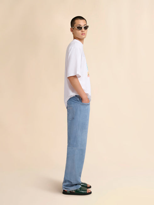 MARNI White cotton T-shirt with Marni Beach postcard print Men's Apparel