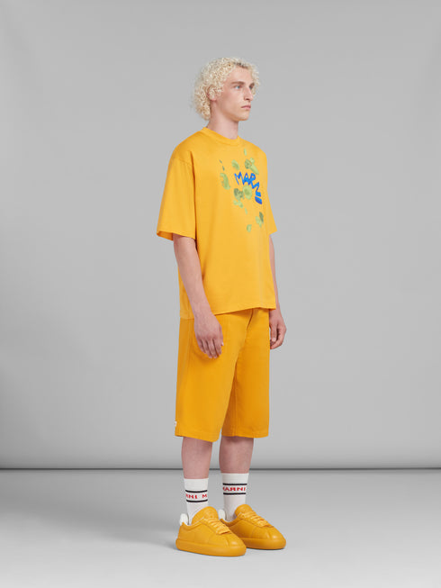 MARNI Bio Cotton T-Shirt with Marni dripping print Mens Apparel