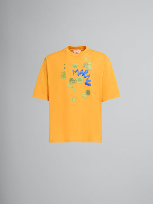 MARNI Bio Cotton T-Shirt with Marni dripping print Mens Apparel