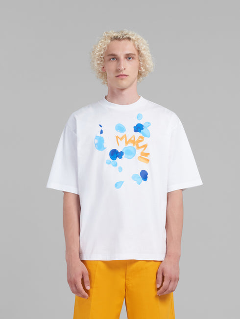 MARNI Bio Cotton T-shirt with Marni dripping print Mens Apparel