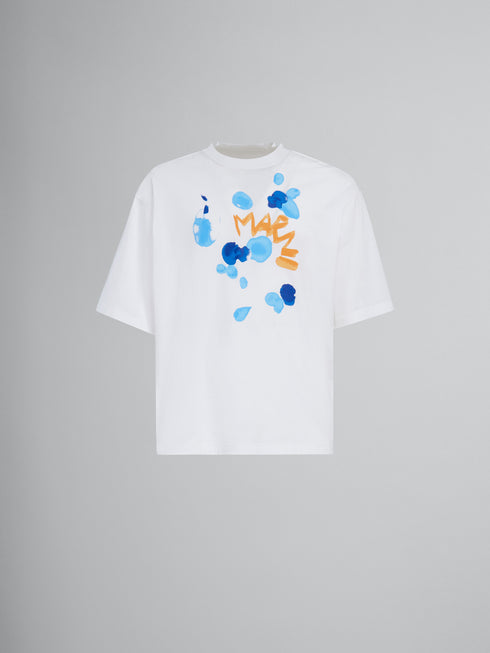 MARNI Bio Cotton T-shirt with Marni dripping print Mens Apparel